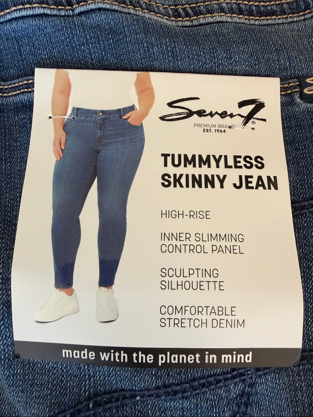Seven7 Medium Blue Tummyless High-Rise Skinny Jeans Size 22W - Picture 2 of 3